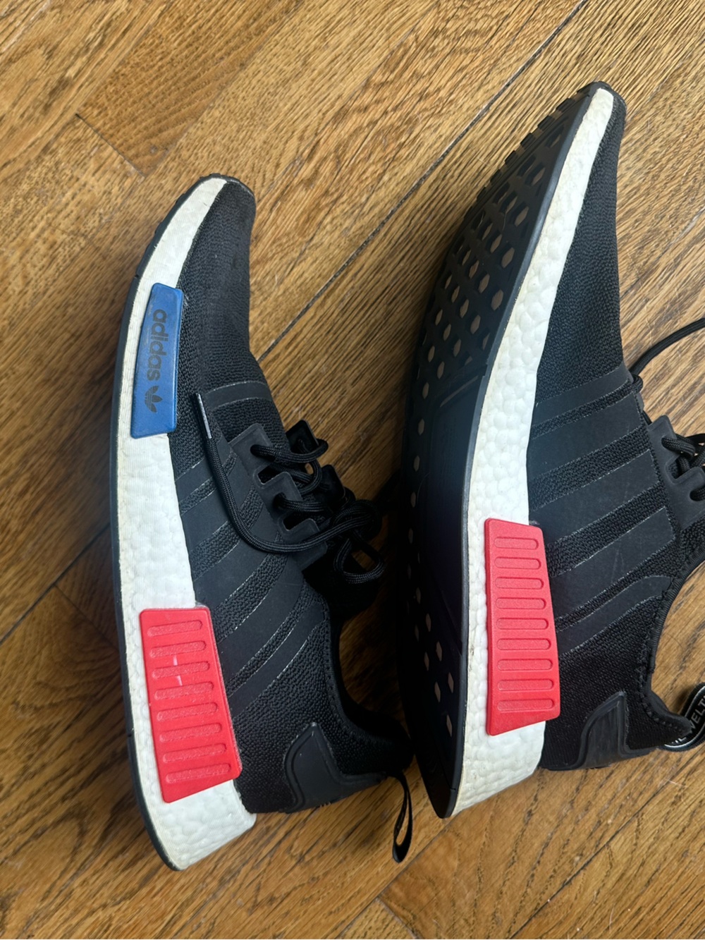 adidas Black Sneakers with Red & Blue Midsole Accents - Picture 4 of 9